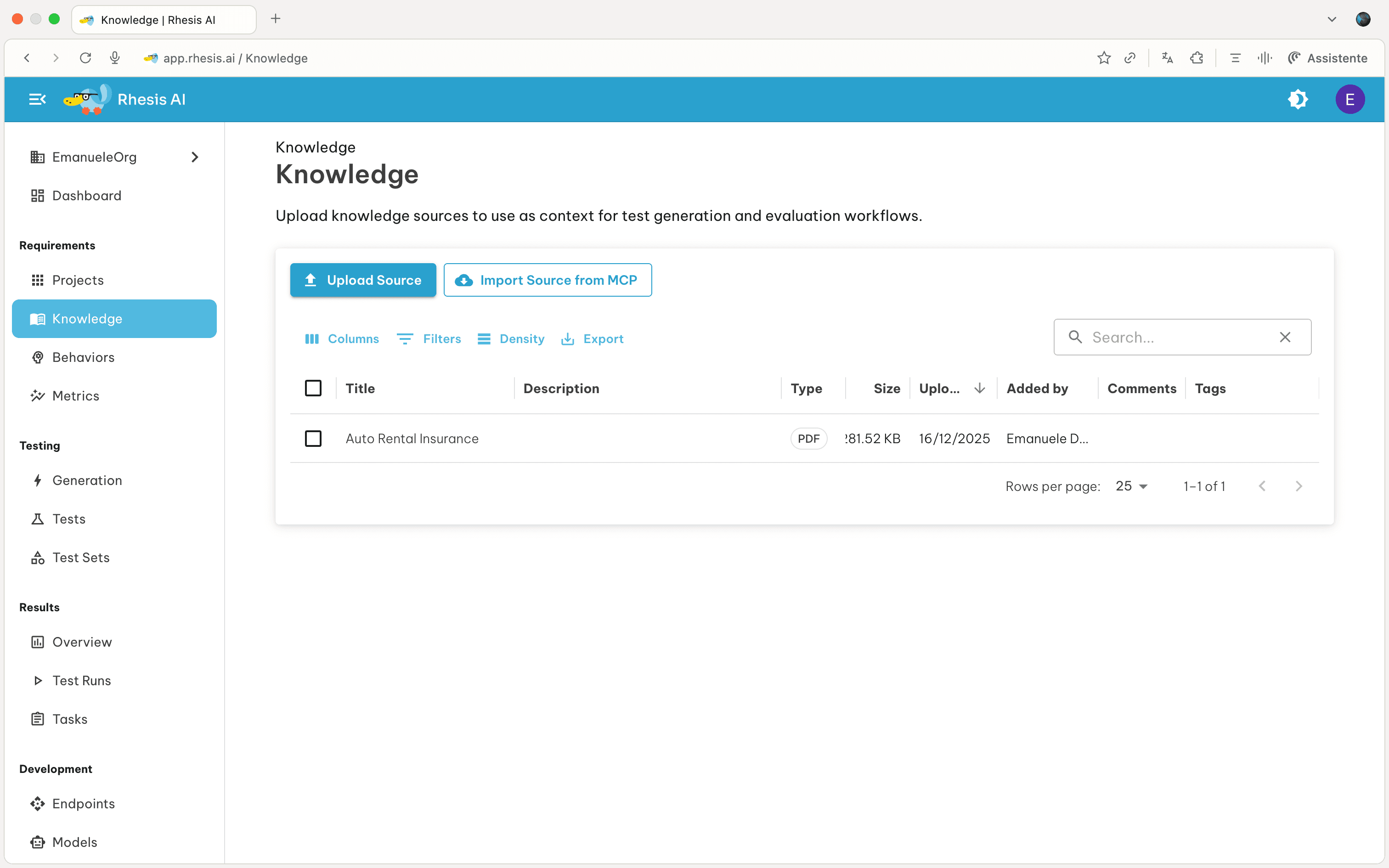 Knowledge Page